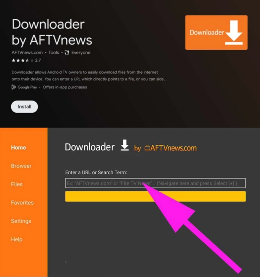 Instalando o Downloader by AFTVnews na Smart TV para instalar UniTV